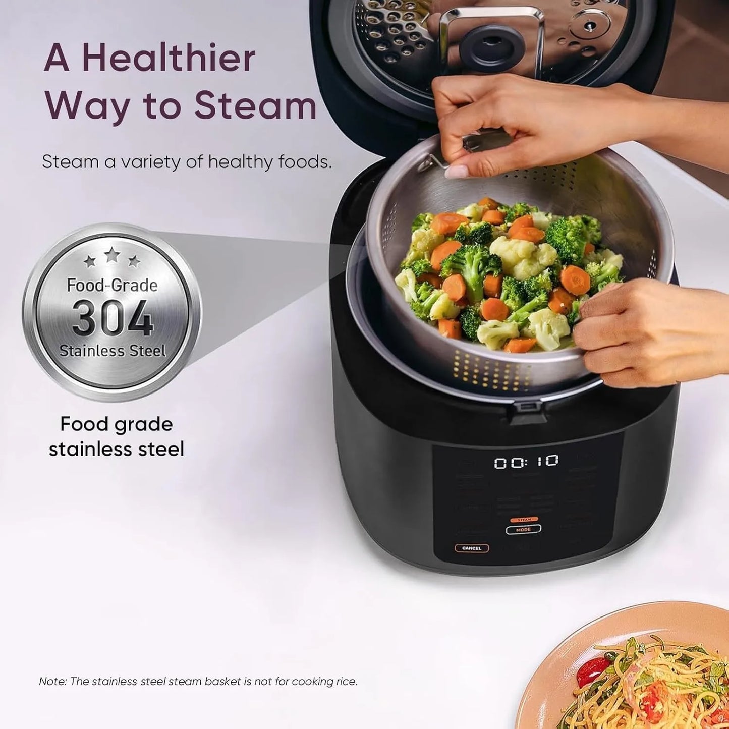 10 Cup Rice Cooker 24H Keep Warm Nonstick Ceramic Pot
