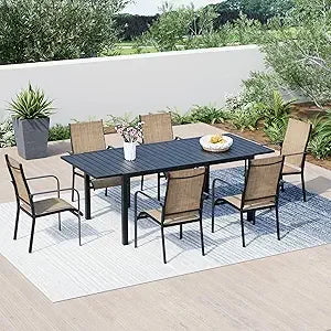 All-Weather Rattan Patio Dining Set With Wood Table And Removable Cushions