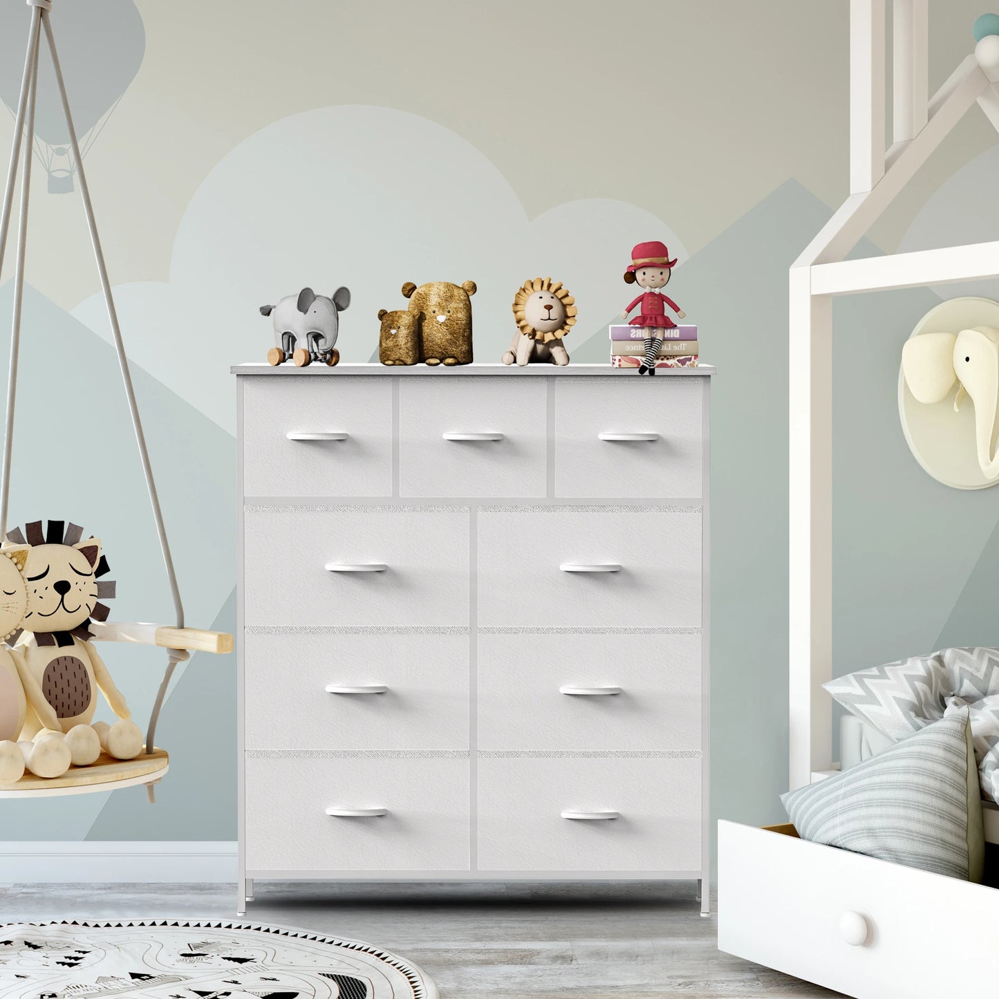 JHK Minimalist Dresser With 9 Fabric Storage Drawers