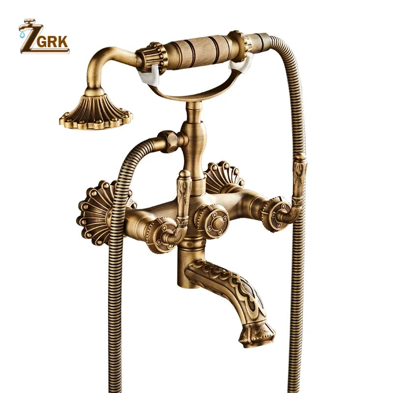 ZGRK Wall Mounted Bathtub Shower Dual Control Faucet Set