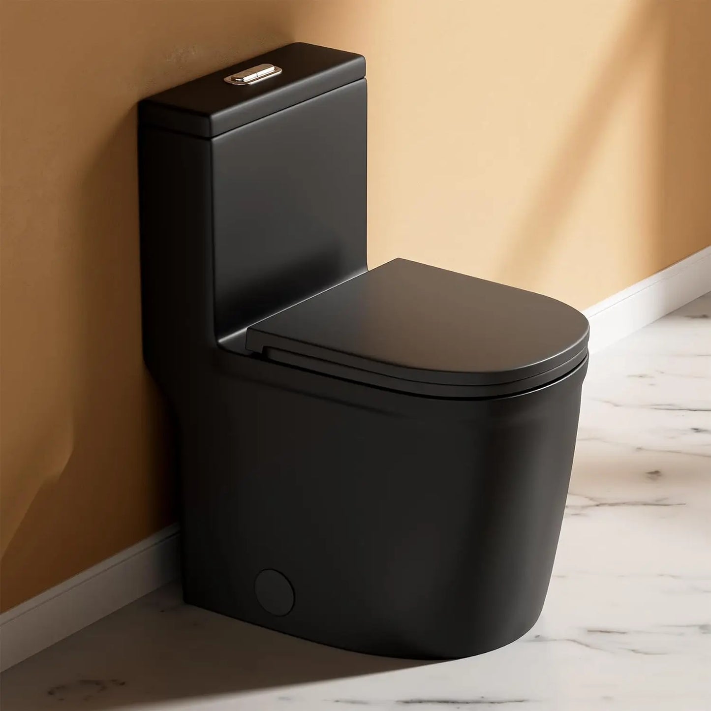 Compact One Piece Toilet Dual Flush Modern Minimalist