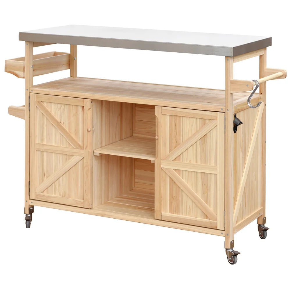 TWISTER.CK Portable Outdoor Bar Table With Storage And Locking Wheels
