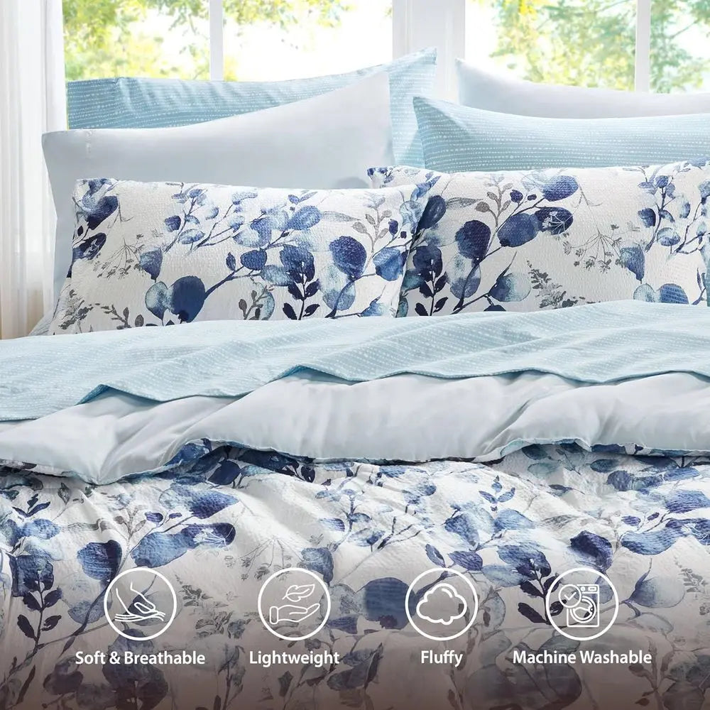 Seersucker Botanical Comforter Set Bed In A Bag Cotton Bedding
