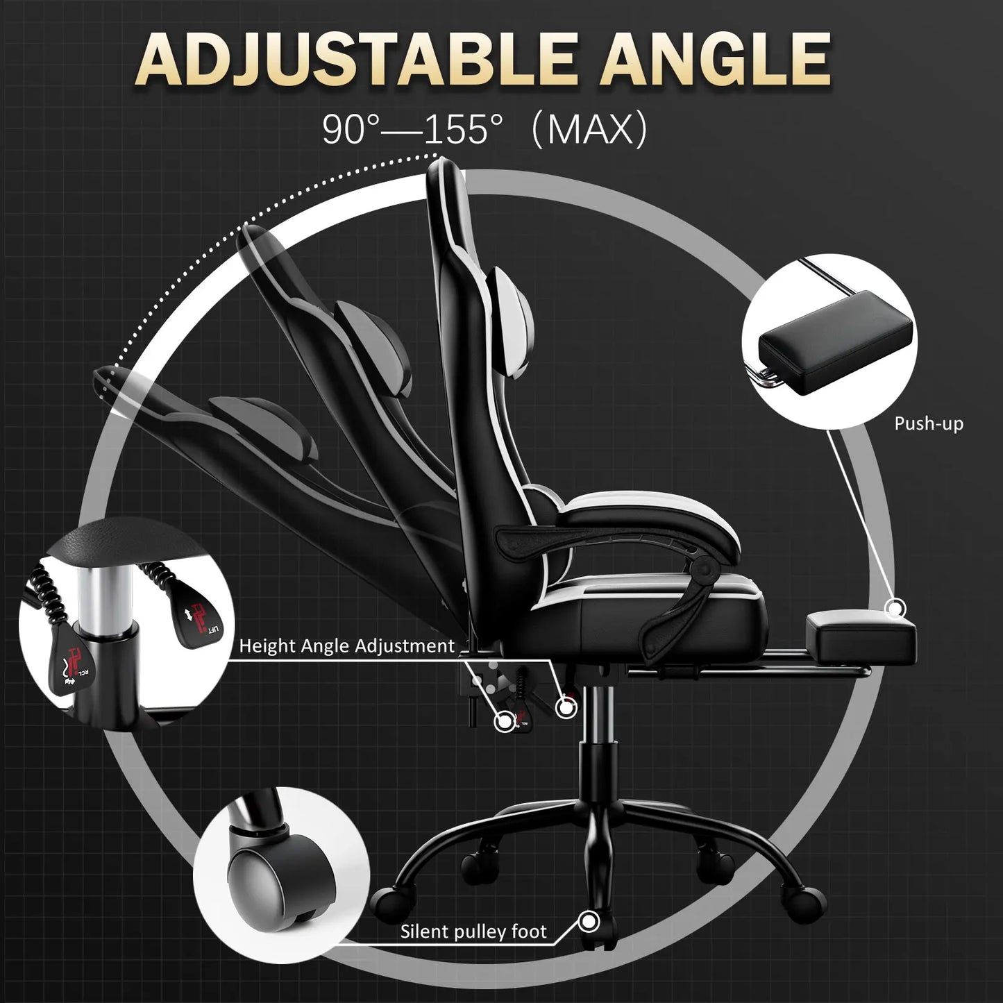 AnYu Furniture Ergonomic Gaming Chair With Footrest And Lumbar Support