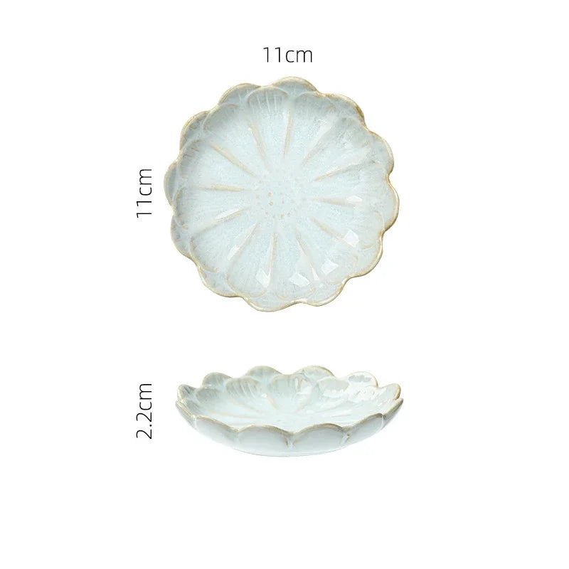 Japanese Ceramic Plate Retro Kiln Glaze Barbecue Mini Dipping Dish Sashimi Sushi Soy Sauce Dishes Home Desktop Snack Plates New
