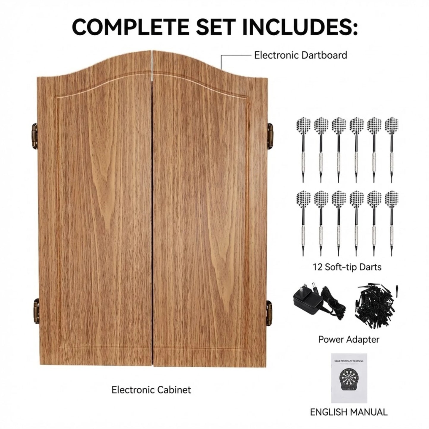 Electronic Dart Board Cabinet With Auto Scoring And Soft Tip Darts
