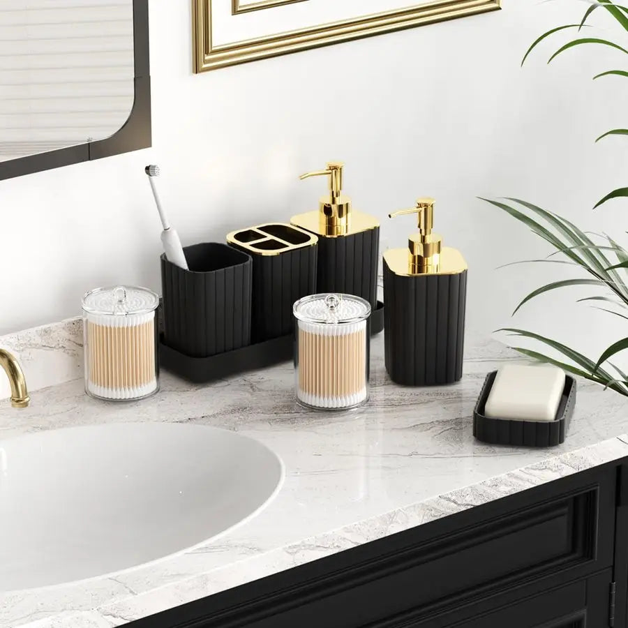 Bathroom Accessories Set With Toilet Brush And Trash Can