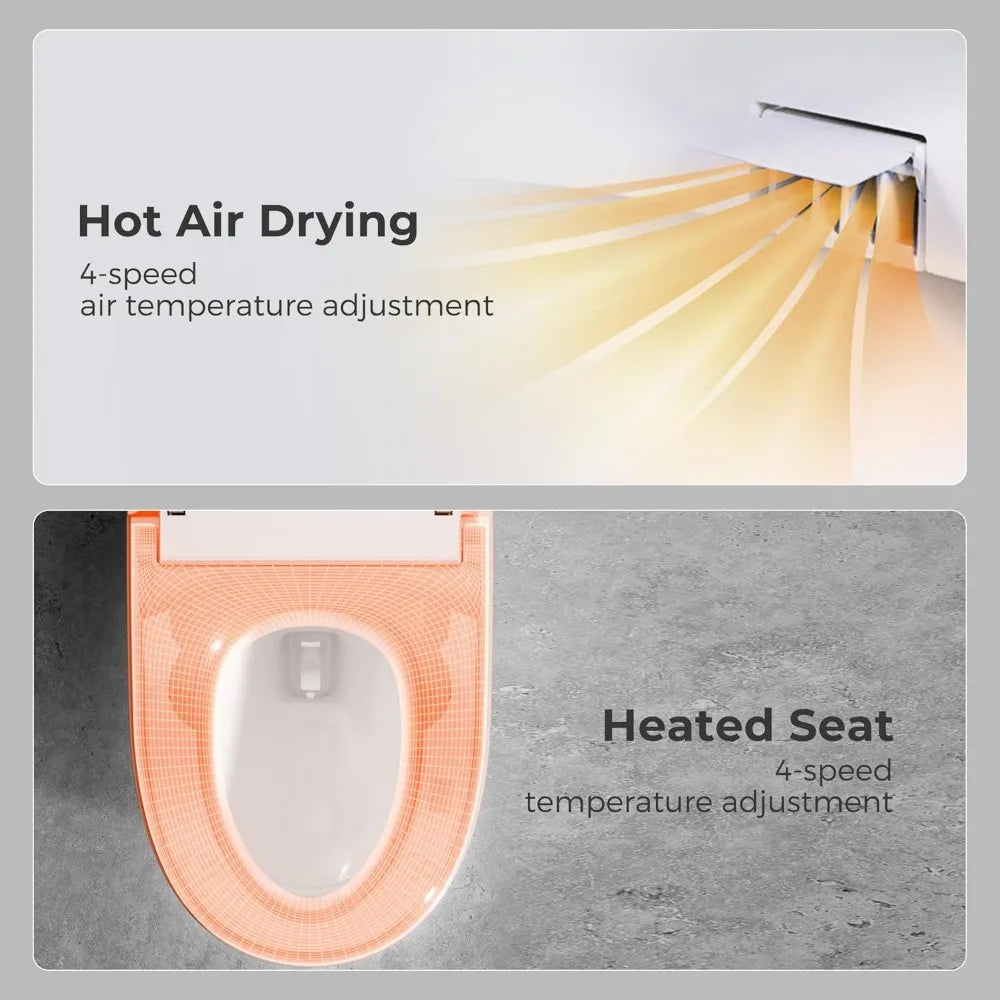 Integrated Smart Toilet With Bidet Features, Night Light, Heated Seats
