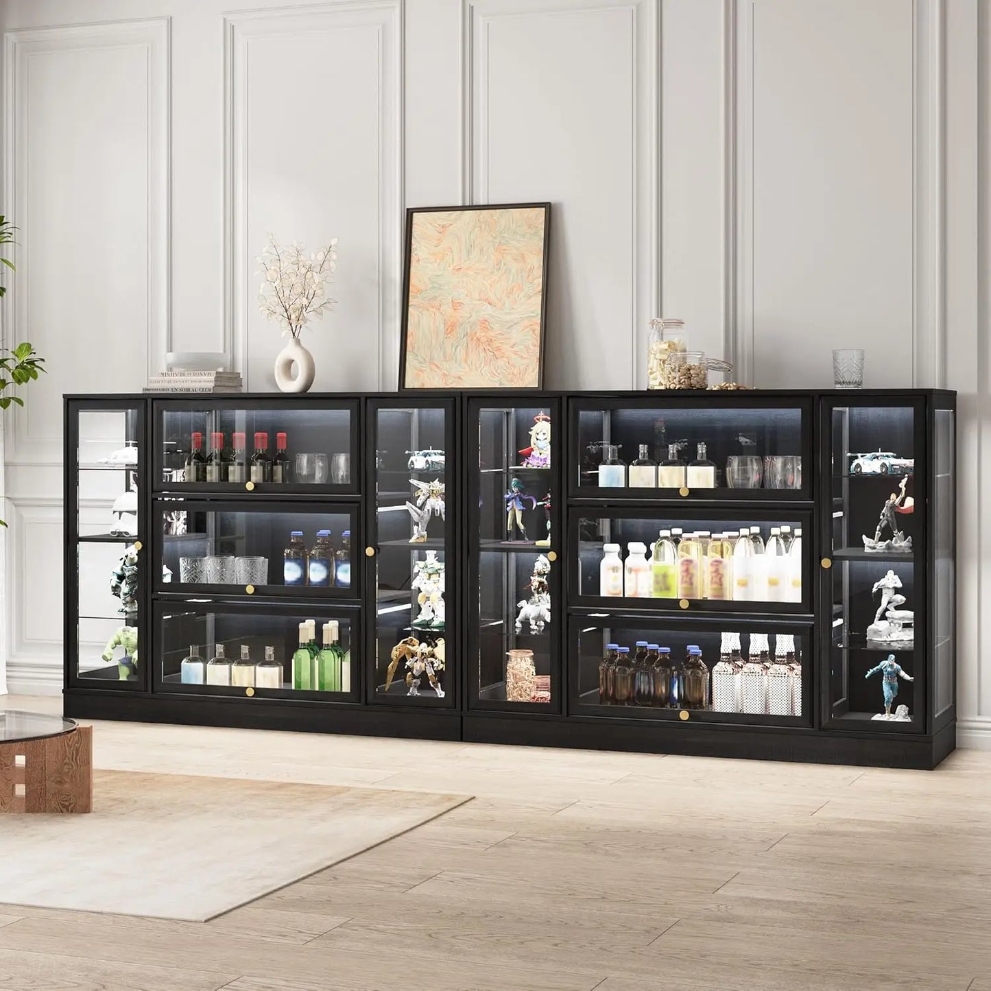 ZHILU Display Cabinet With Acrylic Glass Doors And LED Lighting