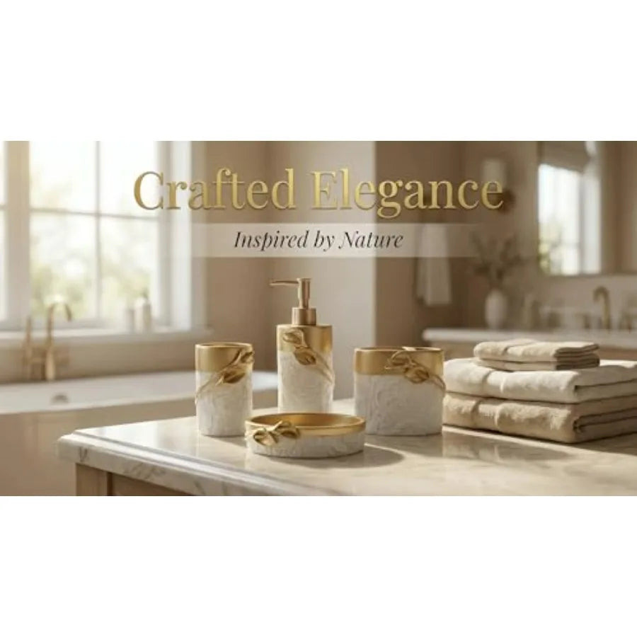 Farmhouse Resin Bathroom Set 4-Piece Toothbrush Holder