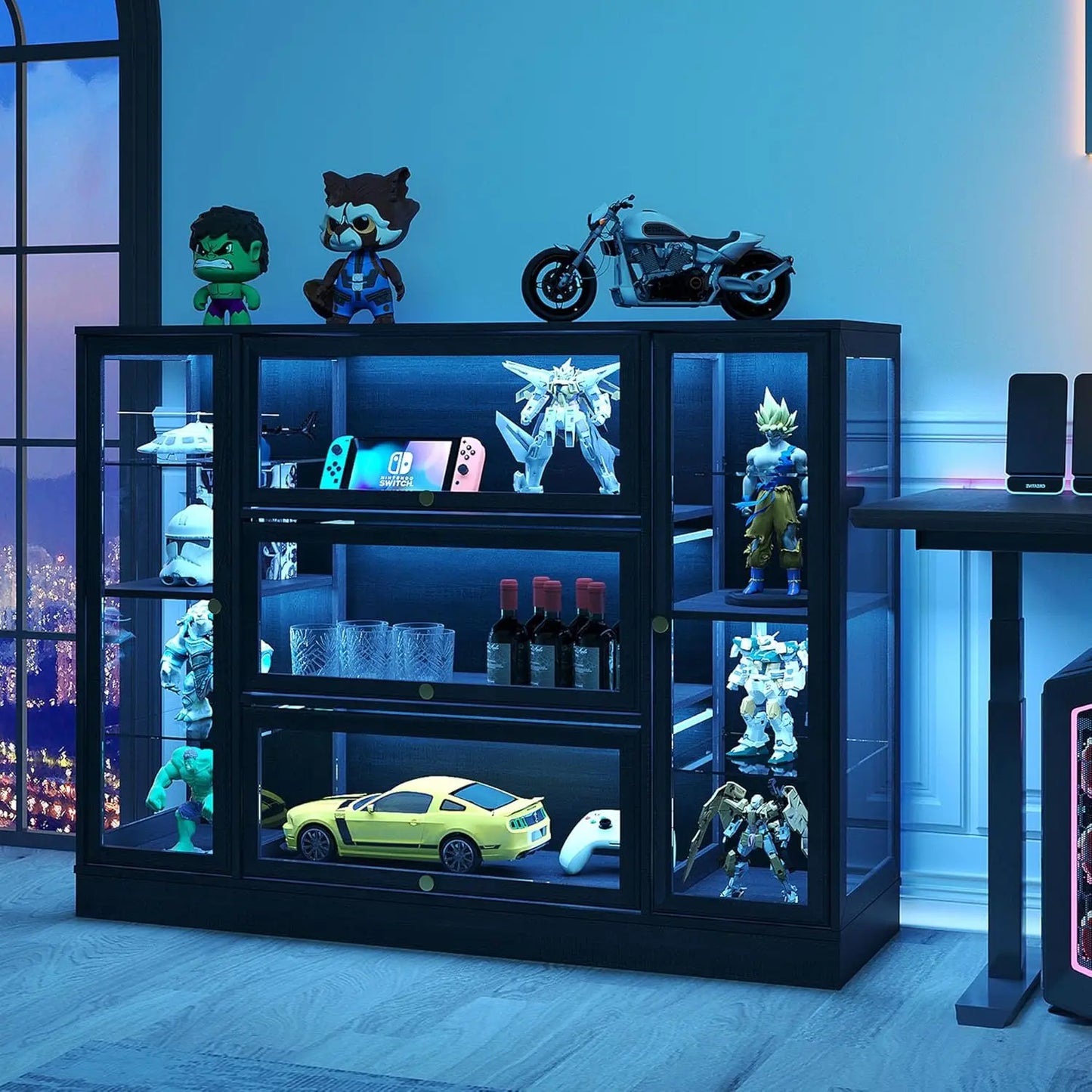 ZHILU Display Cabinet With Acrylic Glass Doors And LED Lighting