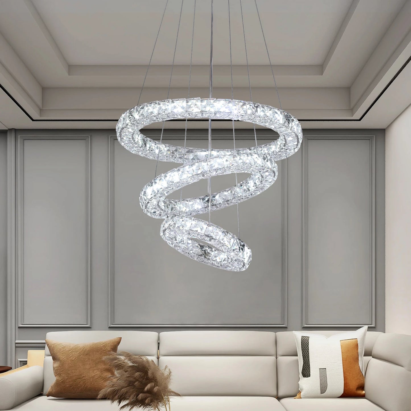 VETRULUS Luxury Crystal Chandelier LED Ceiling Light Living Room