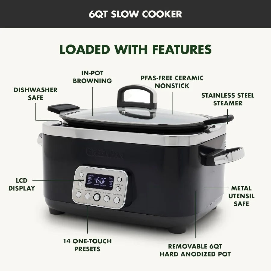 MDNG Elite 14in1 Nonstick Electric Slow Cooker PFASFree