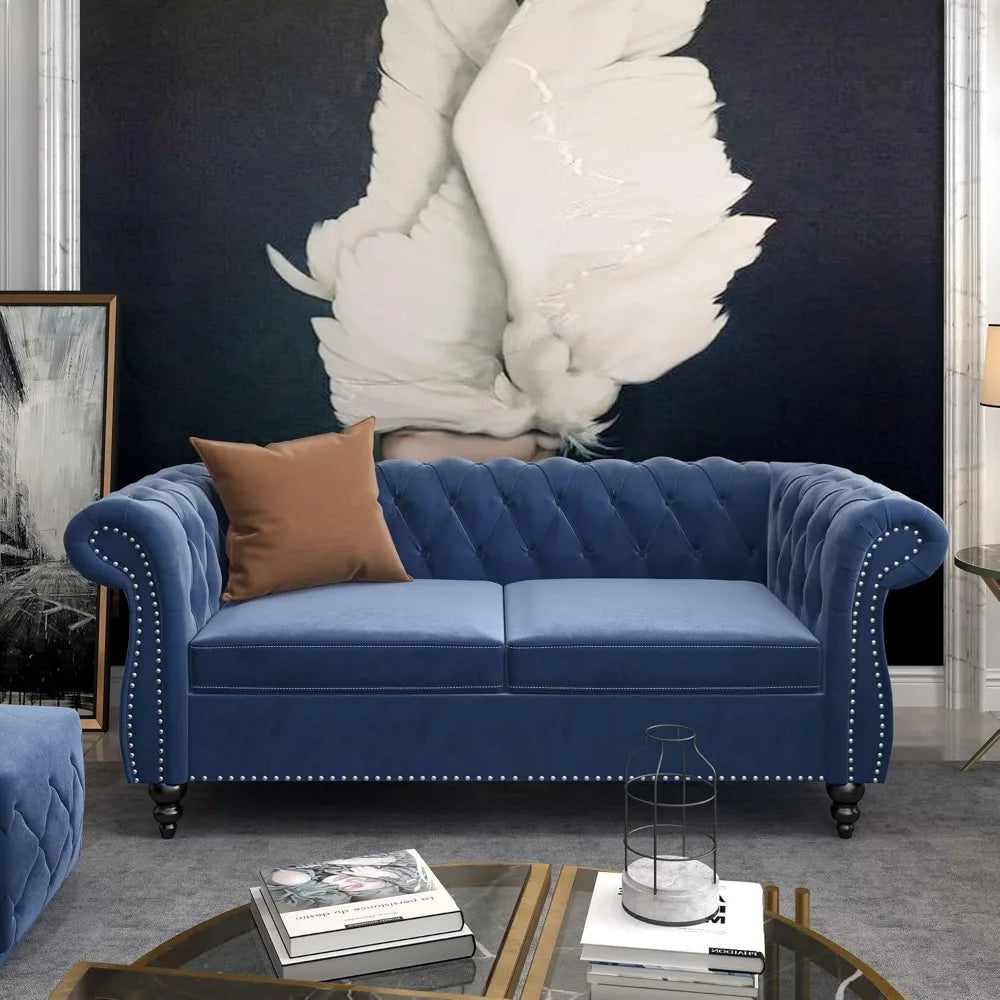 DAFIFY Velvet Chesterfield Living Room Set Sofa Loveseat Chair