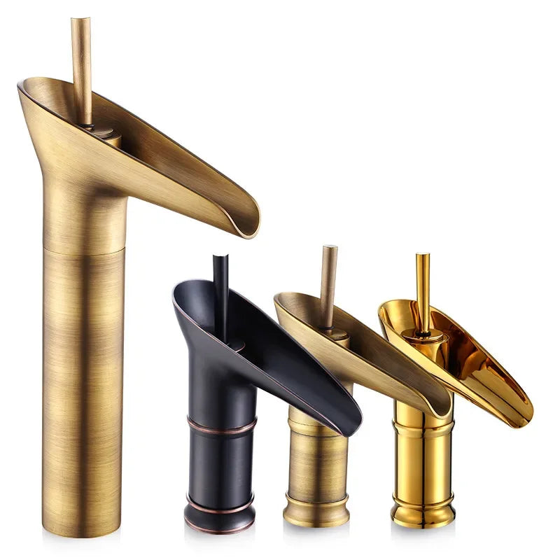 ZGRK Bathroom Faucet Single Lever Waterfall Basin Mixer Brass