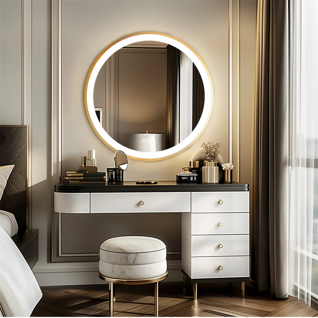 LUVODICRI Waterproof LED Bathroom Mirror Defog 3 Color Dimming