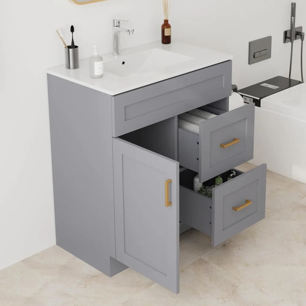 Modern Bathroom Vanity And Sink Combo With Storage Drawers