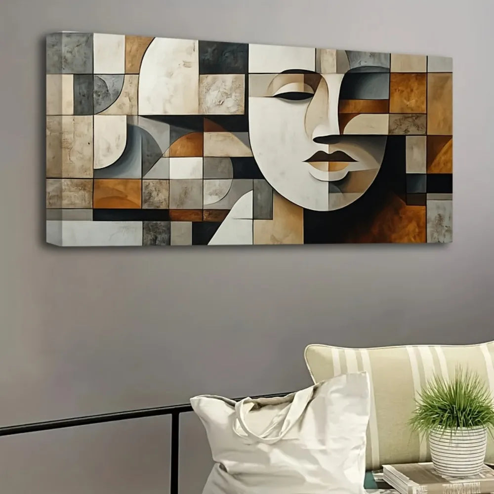 Hand Painted Oil Paintings With Abstract Geometric Shapes Wall Art