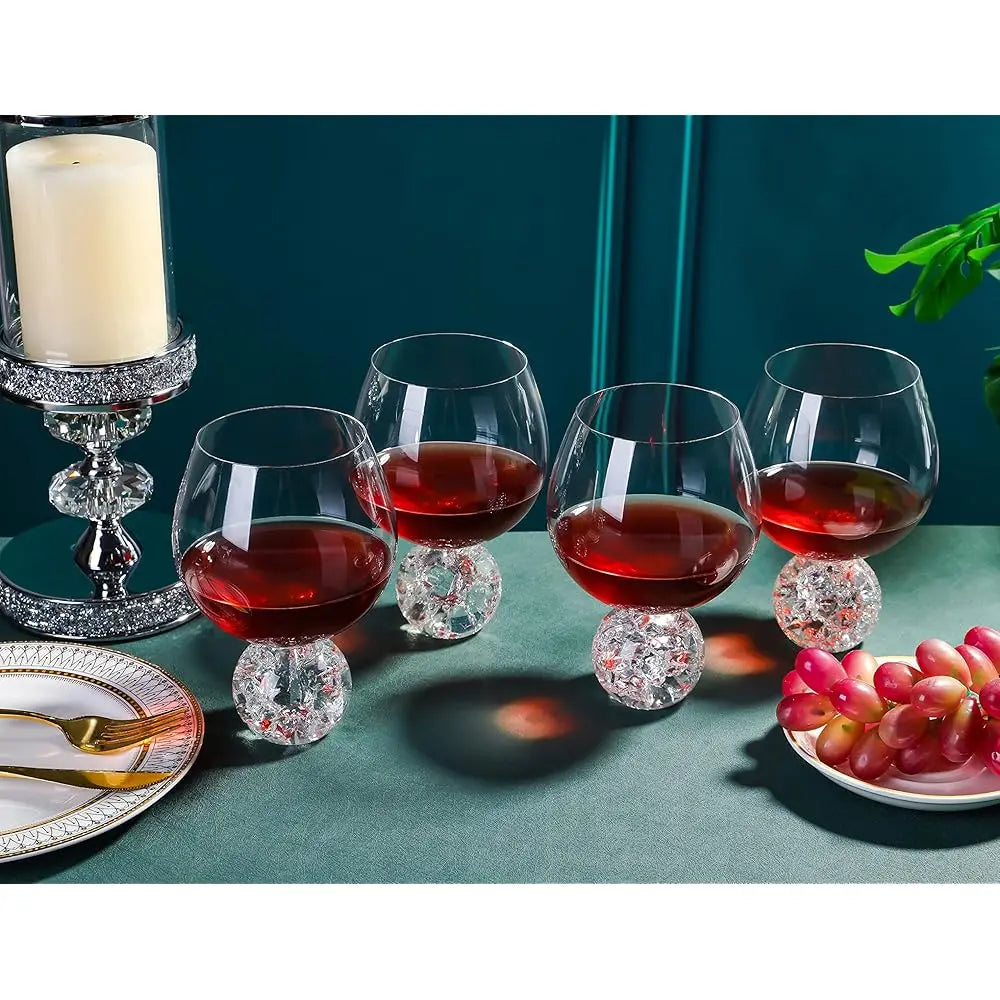 20Oz Crystal Wine Glasses Set Of 4 With Ball Base - Gift For Wine Tasting, Anniversary, Birthday - Large Unique Glasses For Red