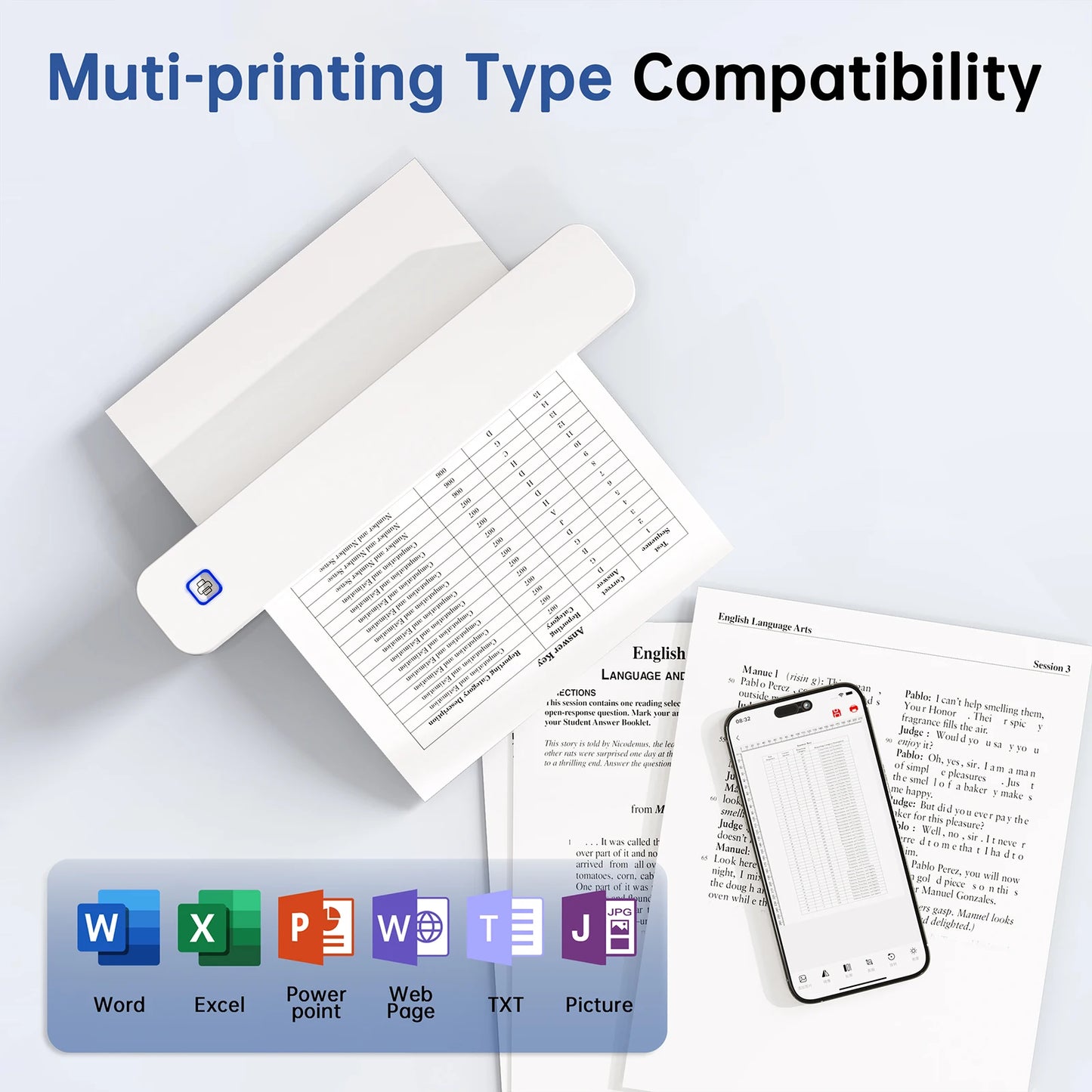 Knaon Mini Portable Thermal Printer Inkless Photo PDF