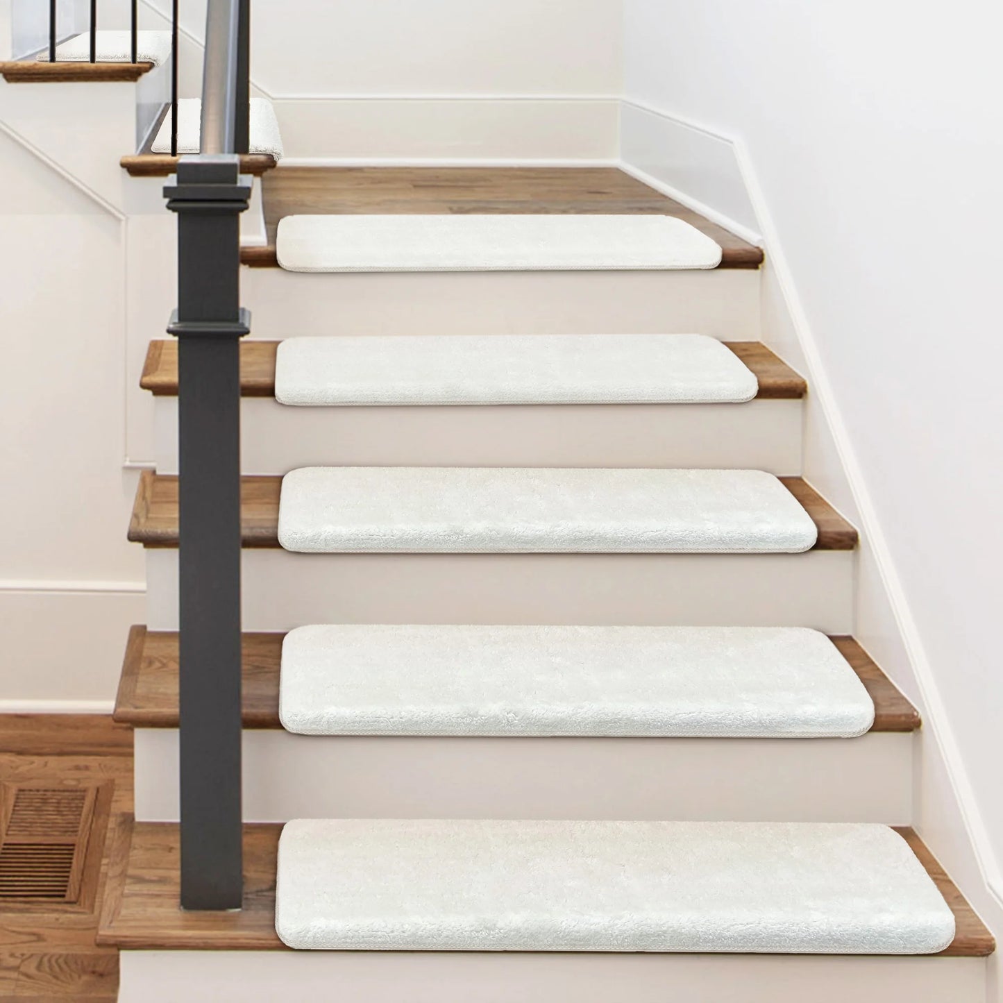 Bullnose Non Slip Stair Treads Plush Washable Self Adhesive Mats
