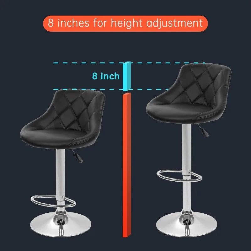 Bar Stools Set Of 2 With Swivel Chrome Frame Backrest