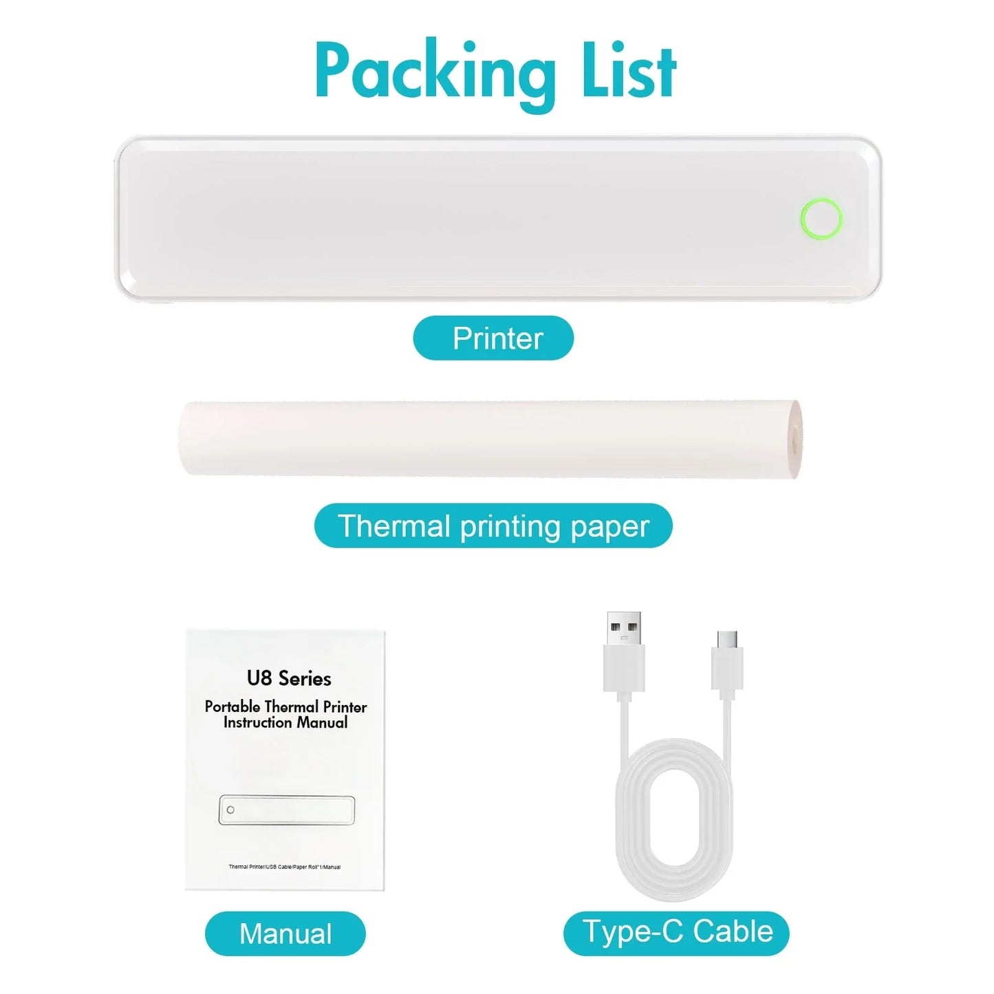 TakeYou Portable Wireless Inkless Thermal Label Printer for Travel