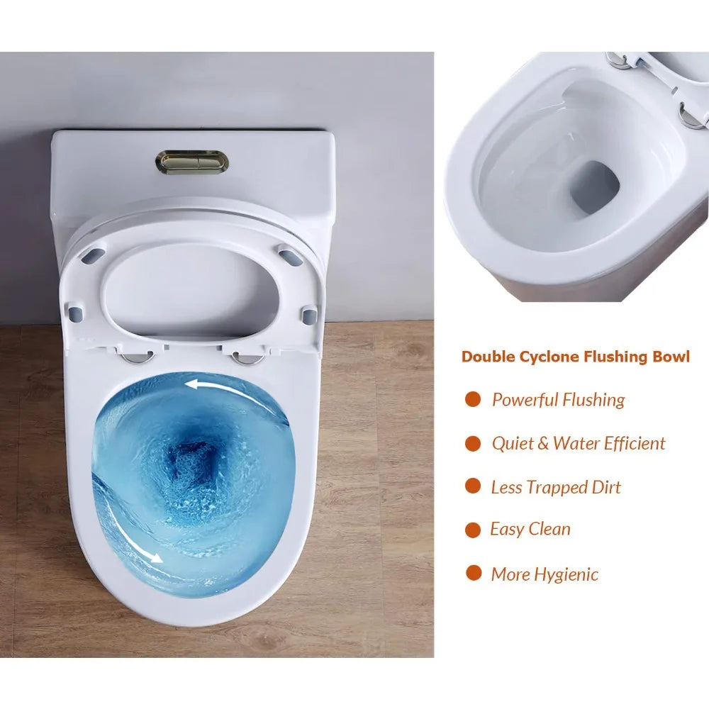 Compact One Piece Toilet Dual Flush Modern Minimalist