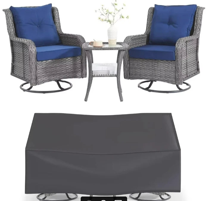 3-Piece Wicker Patio Set With Swivel Chairs And Table