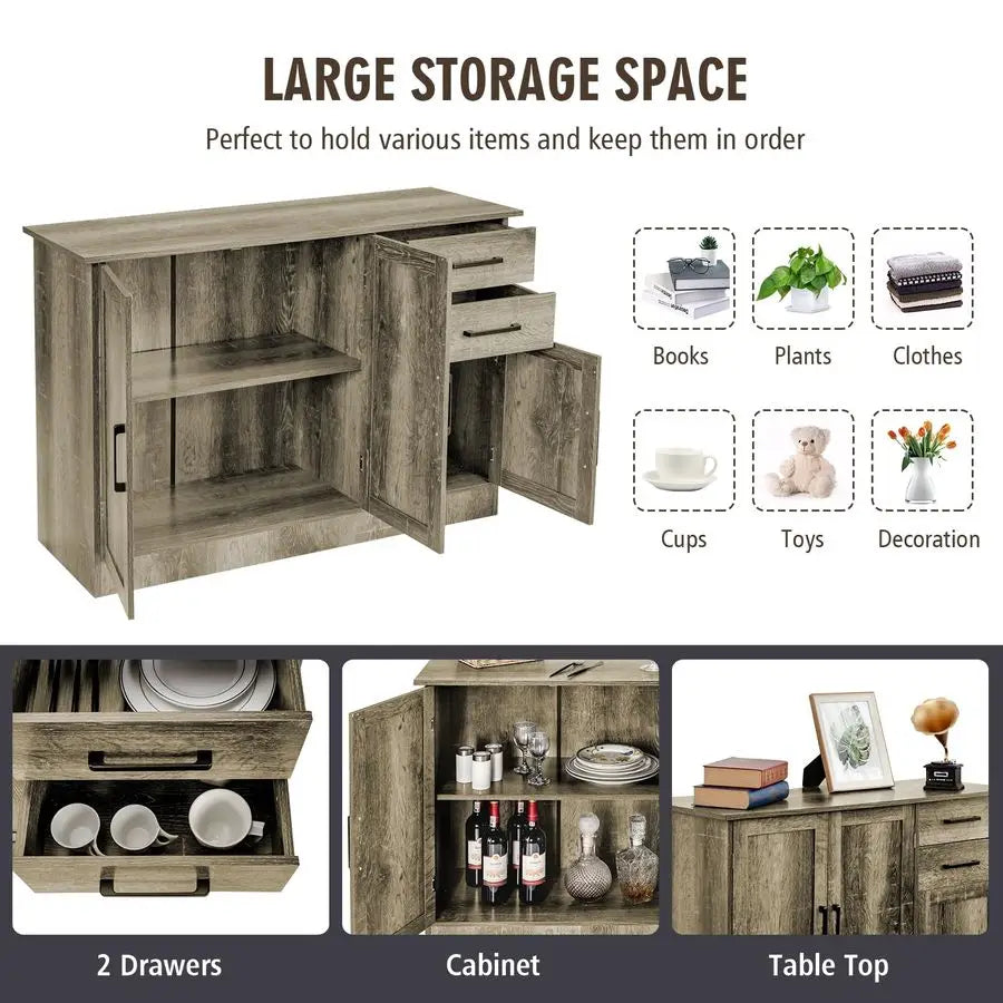 XMSJ Kitchen Sideboard Cabinet With Storage And Adjustable Shelf
