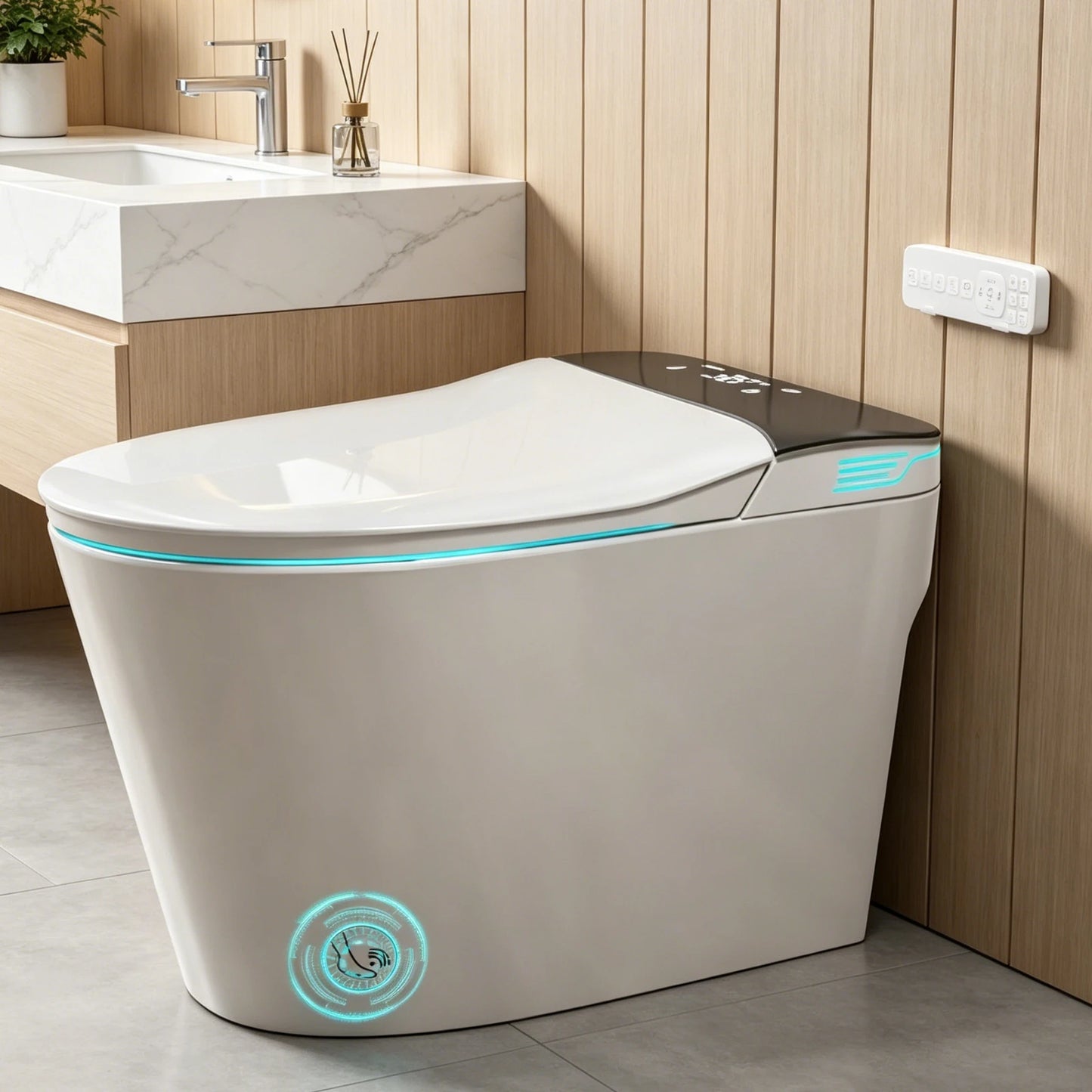 Smart Toilet With Built-In Bidet Auto Dual Flush Heated Seat Warm Water Sprayer