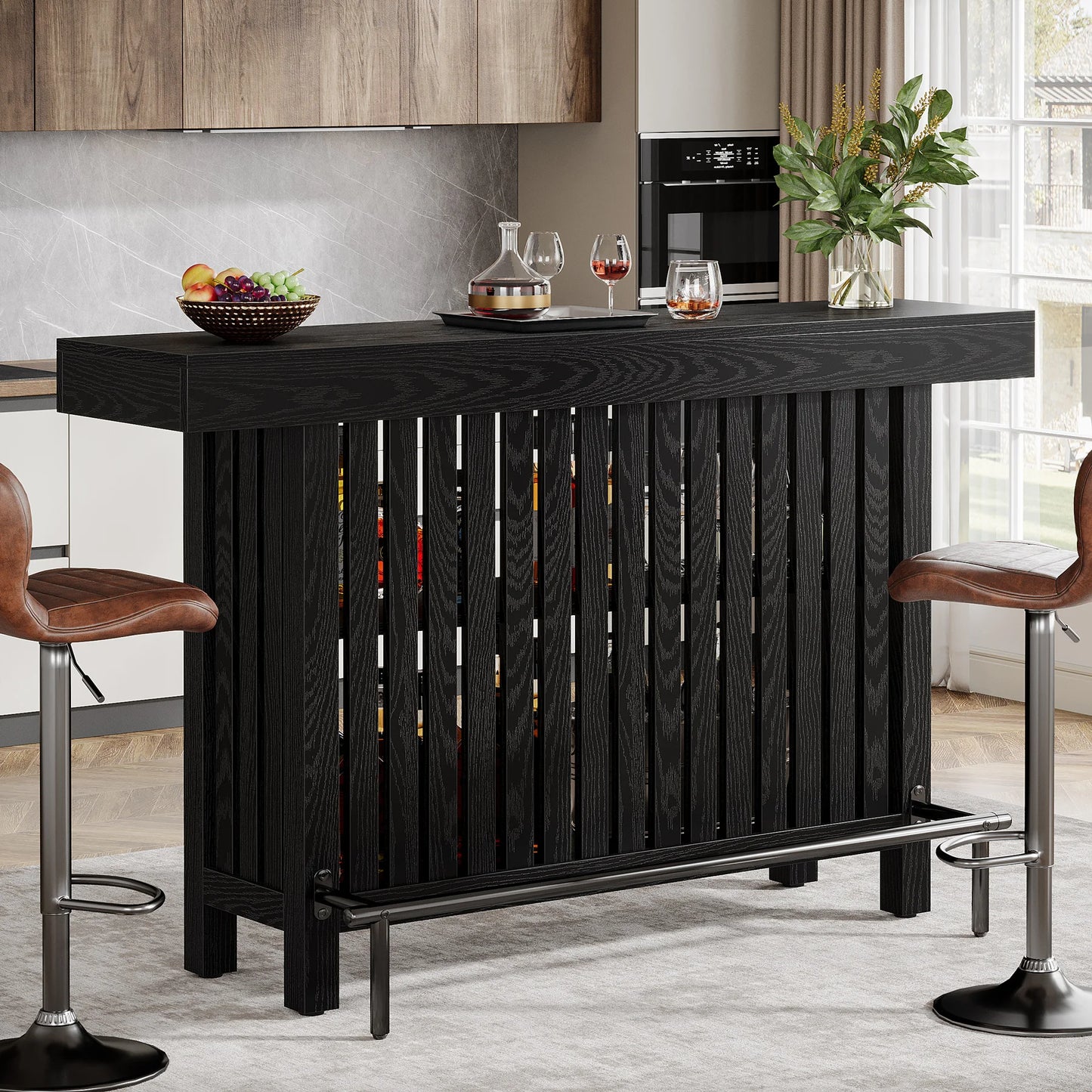 Tribesigns Bar Unit 2-Tier Pub Table Cabinet
