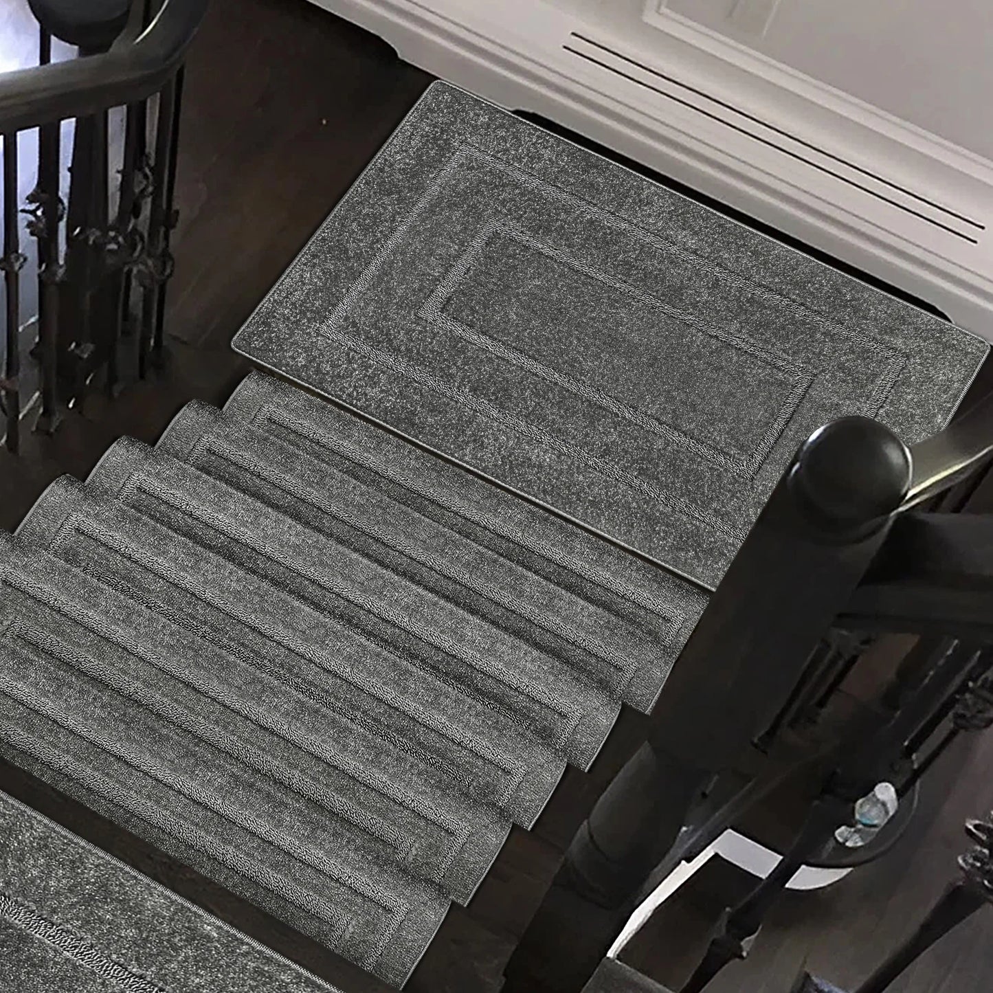 Bullnose Carpet Stair Treads Set Non Slip Premium Soft Washable