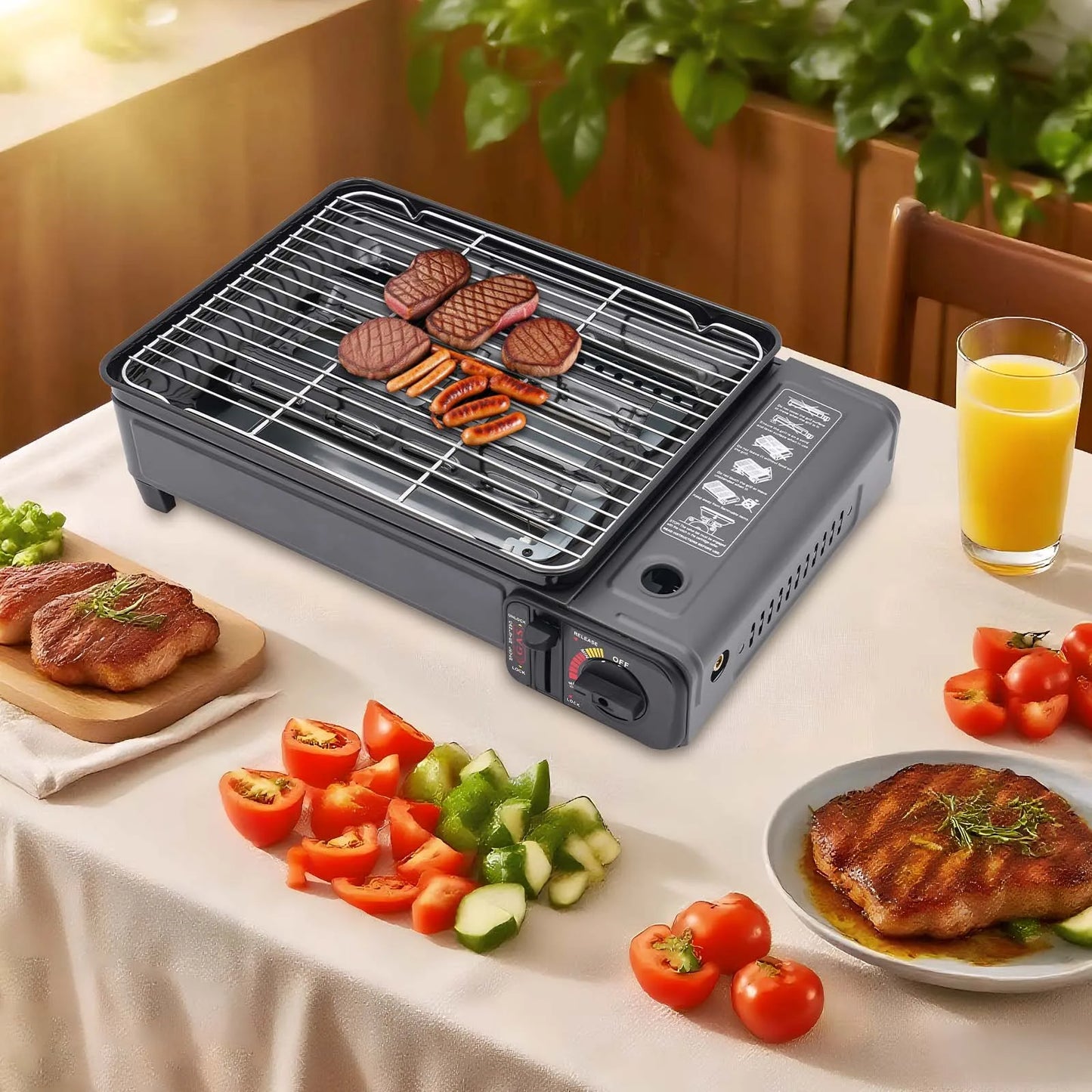 Bymaocar Portable Camping Gas Grill Butane Stove For Outdoor Cooking