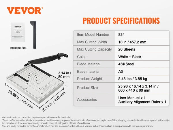 SucceBuy Paper Cutter Guillotine Trimmer Heavy Duty Home Office