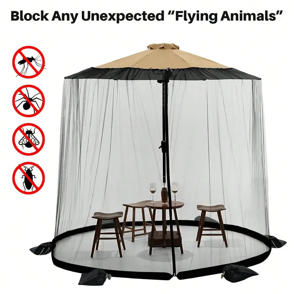Adjustable Mosquito Net For Umbrella Zipper Door 6 Sandbags, Portable Bug Tent For Outdoor Camping, Beach, Garden Insect Protec