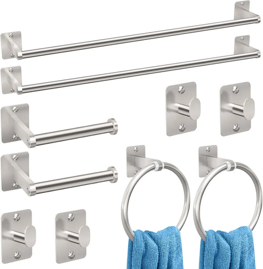 Brushed Nickel Bathroom Accessories Set With Towel Bar Toilet Paper Holder