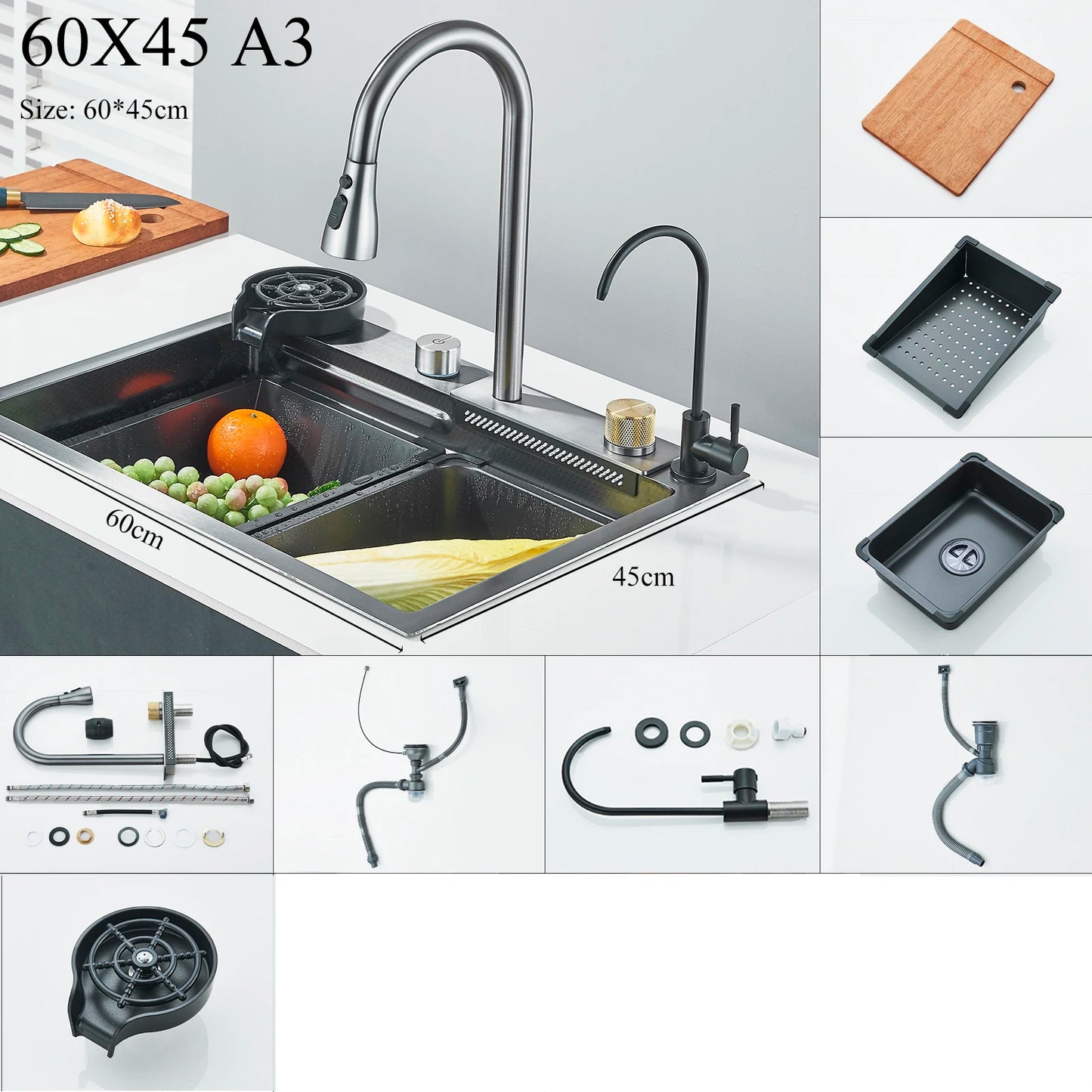 Shinesia Stainless Steel Kitchen Faucet Set With Digital Display