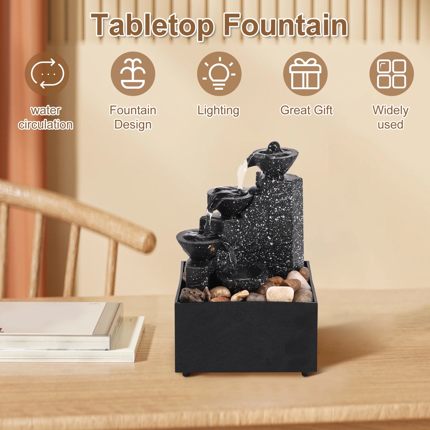 Art Waterfall Desk Fountain Ornament for Living Room Office