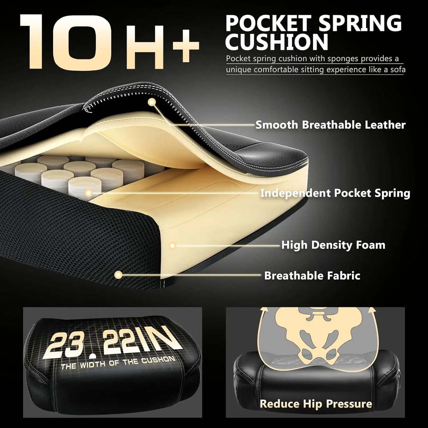 Ergonomic Office Chair With Pocket Spring Cushion And Rugged Frame