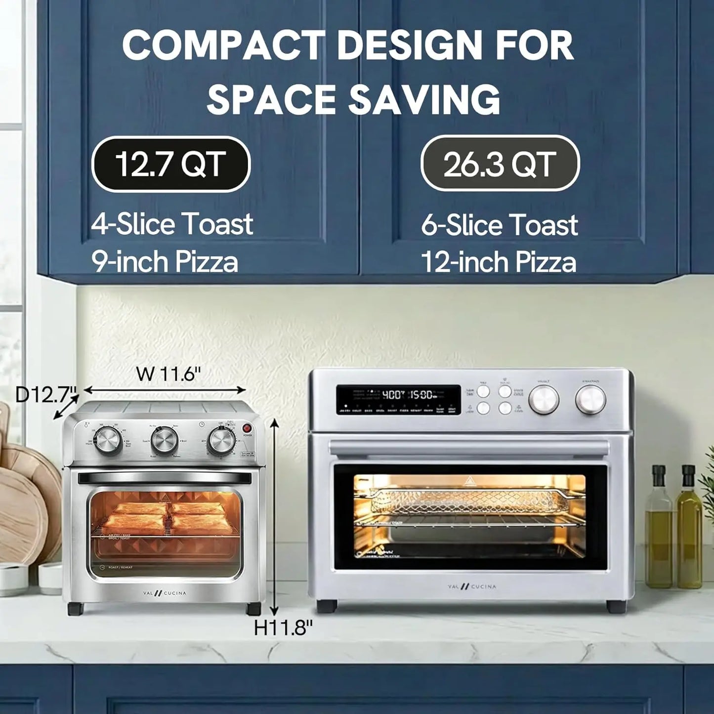 Six-In-One Air Fryer Toaster Oven Combo for Pizza and Toast