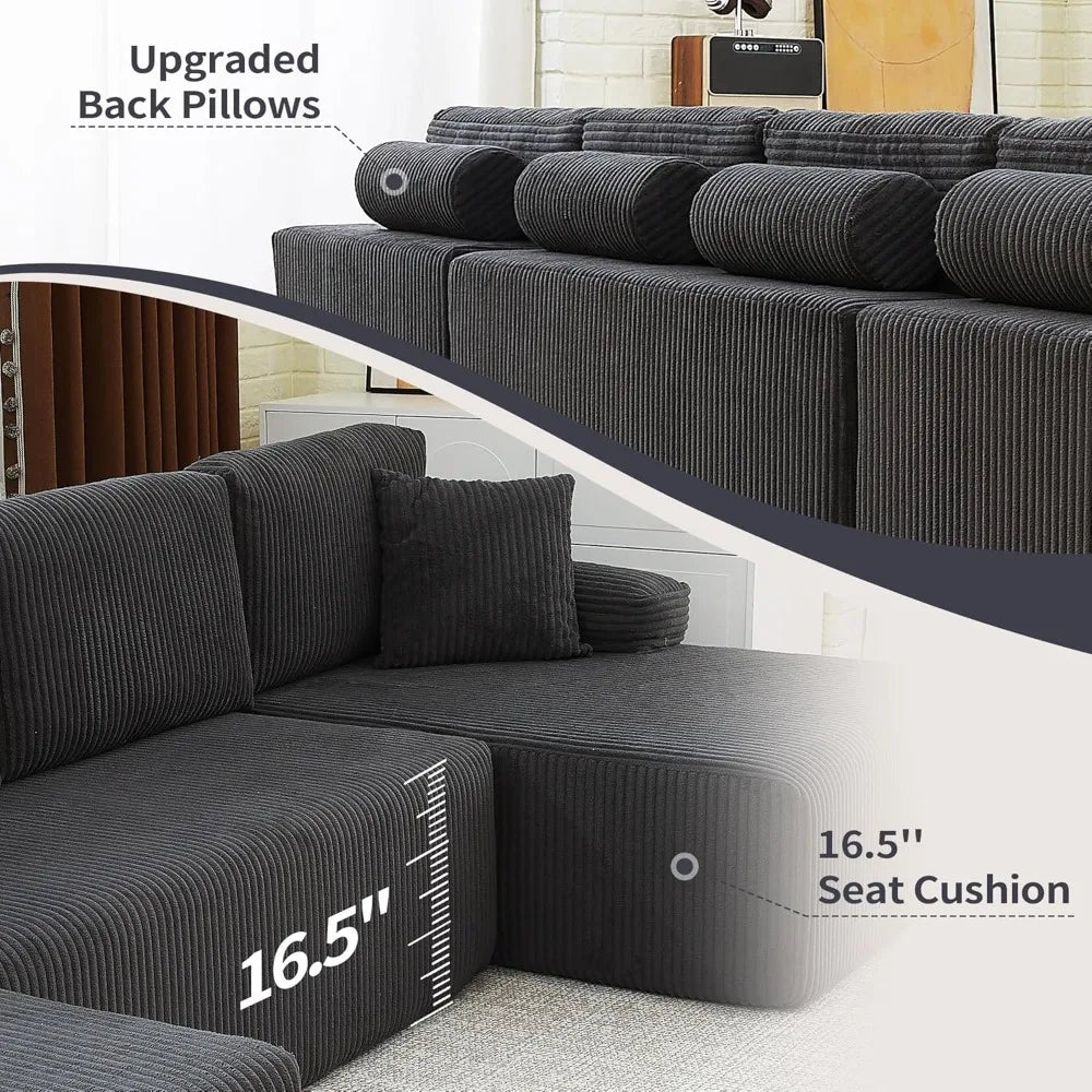 Cloud U Shaped Sectional Sofa With Deep Seats Memory Foam
