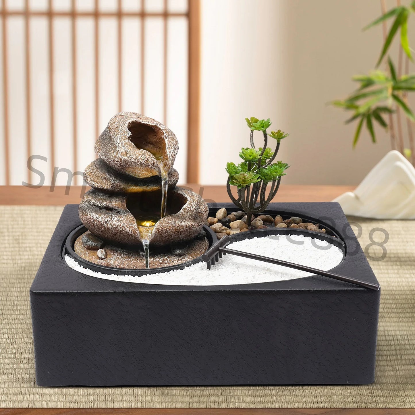 Indoor Desktop Fountain Waterfall Rockery Sand Garden Decor