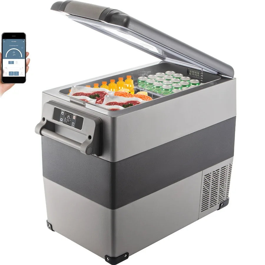 12 Volt Refrigerator 58 Qt Dual Zone Portable Freezer Cooler with 12/24V DC and 110-240V AC for Car Truck RV Camping Home Use i