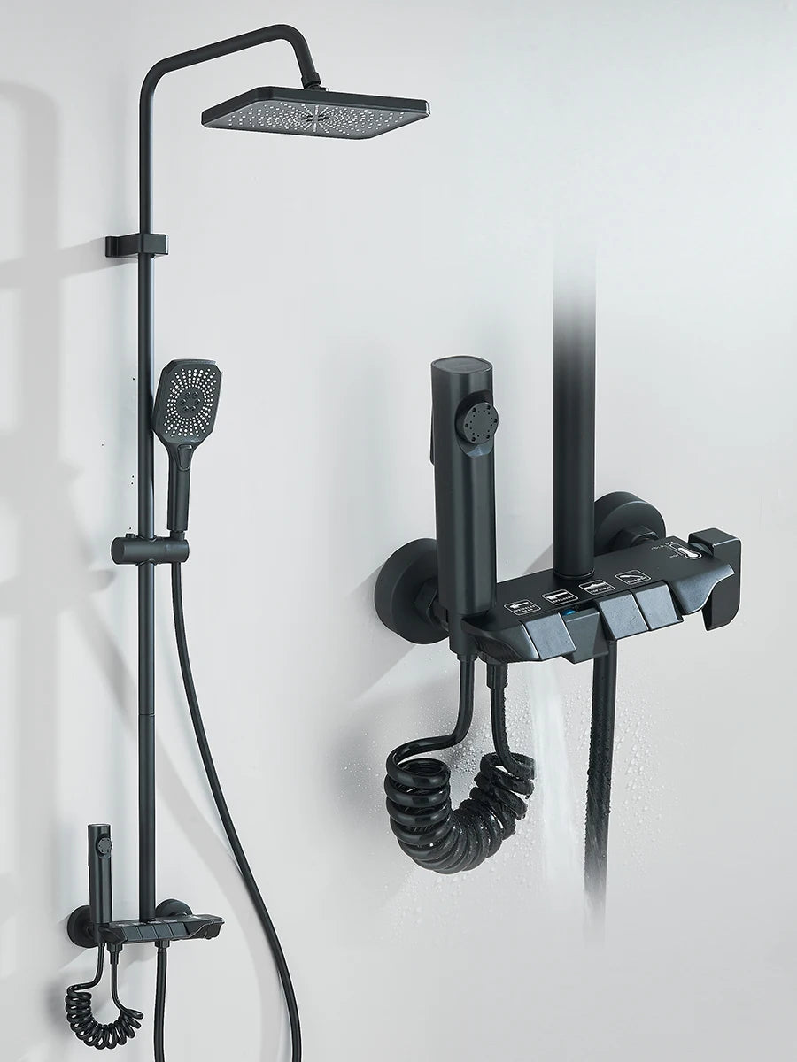 Quyanre 4 Way Piano Shower System With Rain Shower Bidet