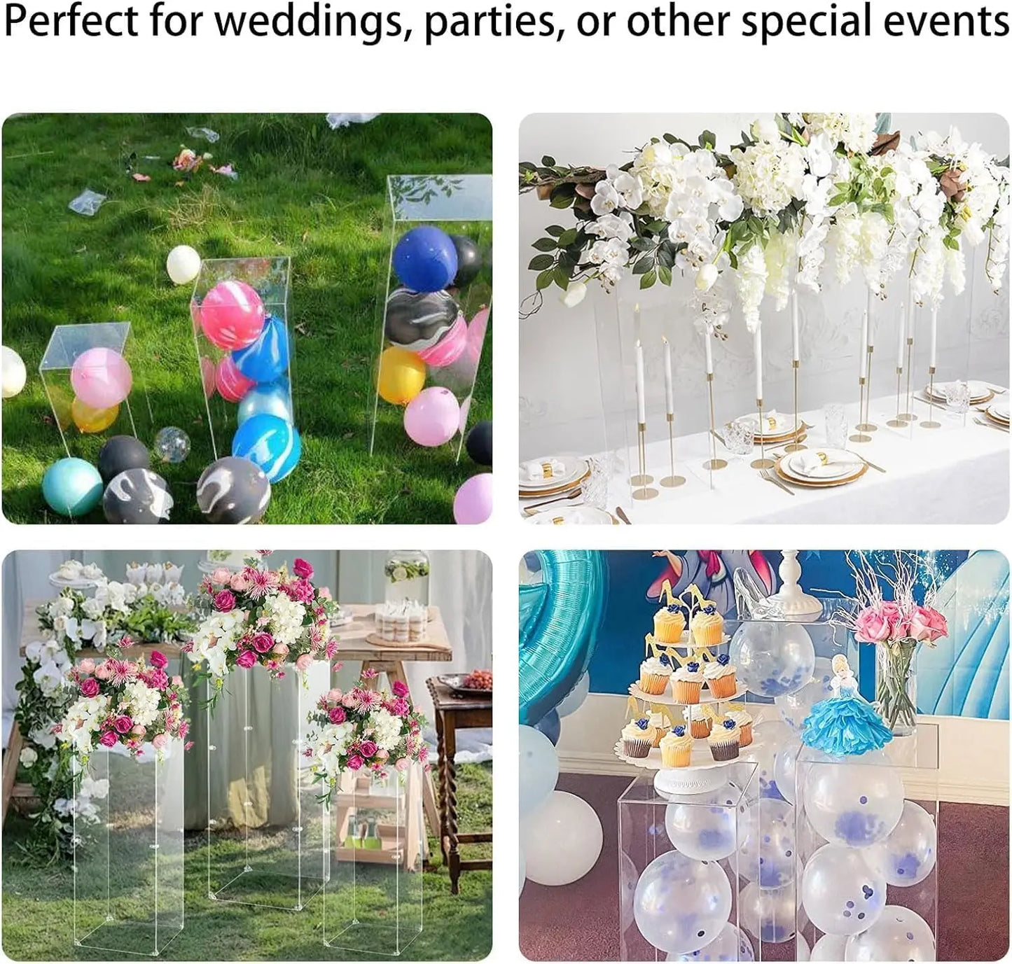 Six Piece Acrylic Pedestal Stand Display Clear Lucite For Parties