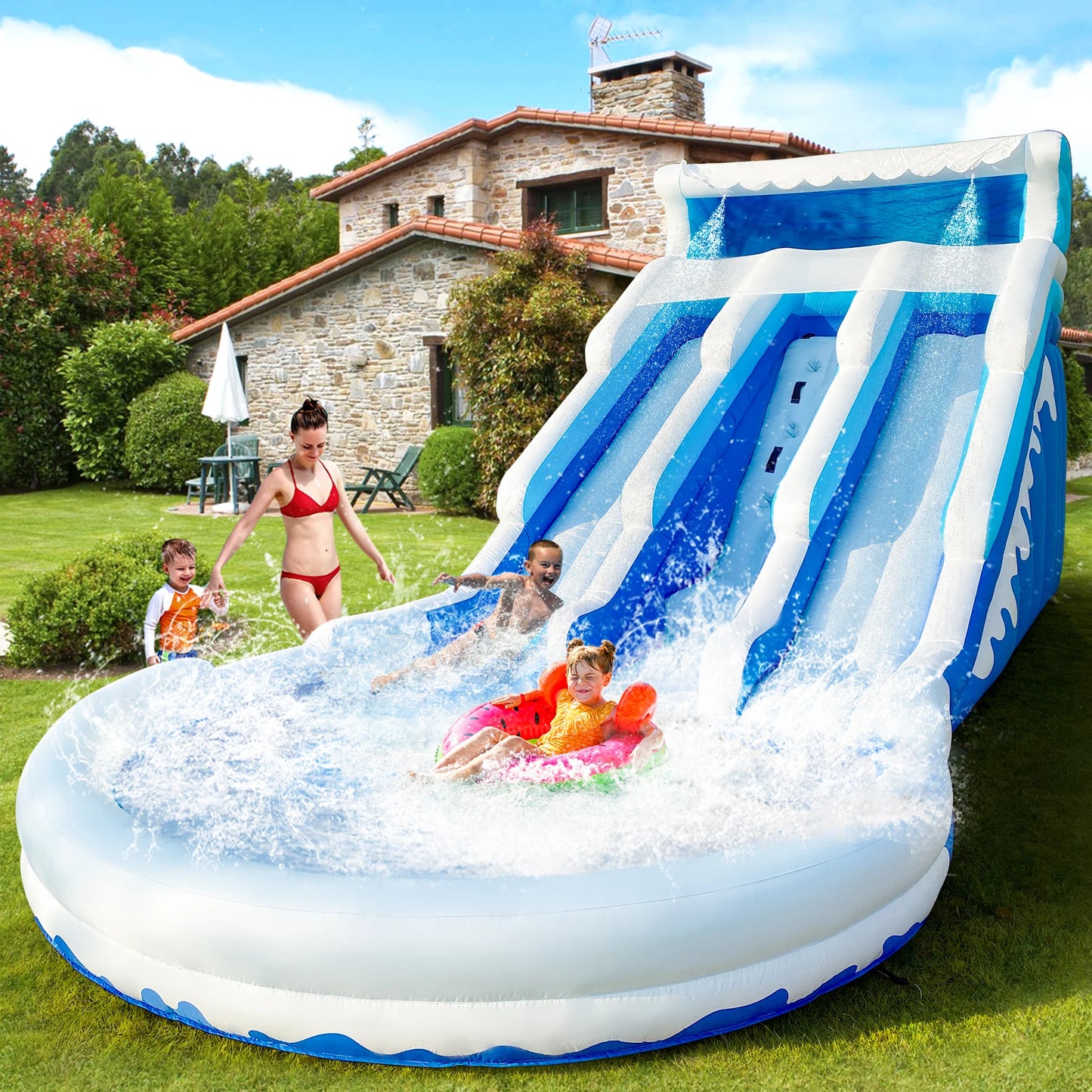 VANCEN Double Inflatable Water Slide With Blower For Backyard