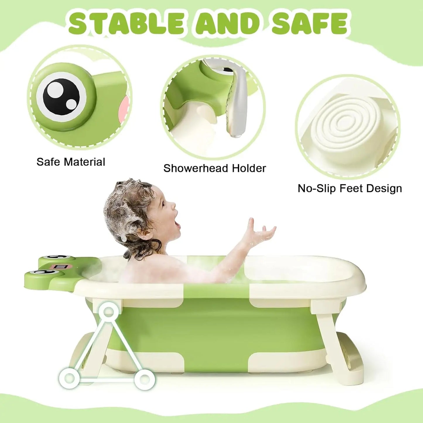 Baby Bath Tub Foldable With Cushion And Thermometer