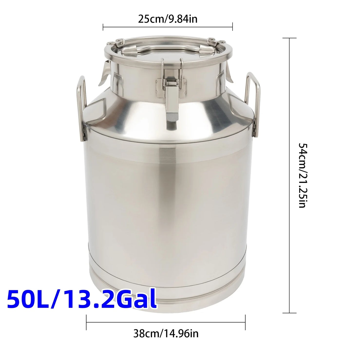 Large Milk Can Stainless Steel Milk Can 5.25/8/10.6/13.2/15.8 Gal Milk Canister Milk Bucket Tote Jug W/ Sealed Lid