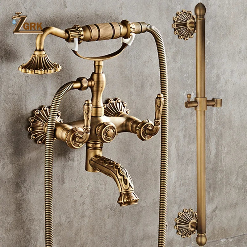 ZGRK Wall Mounted Bathtub Shower Dual Control Faucet Set